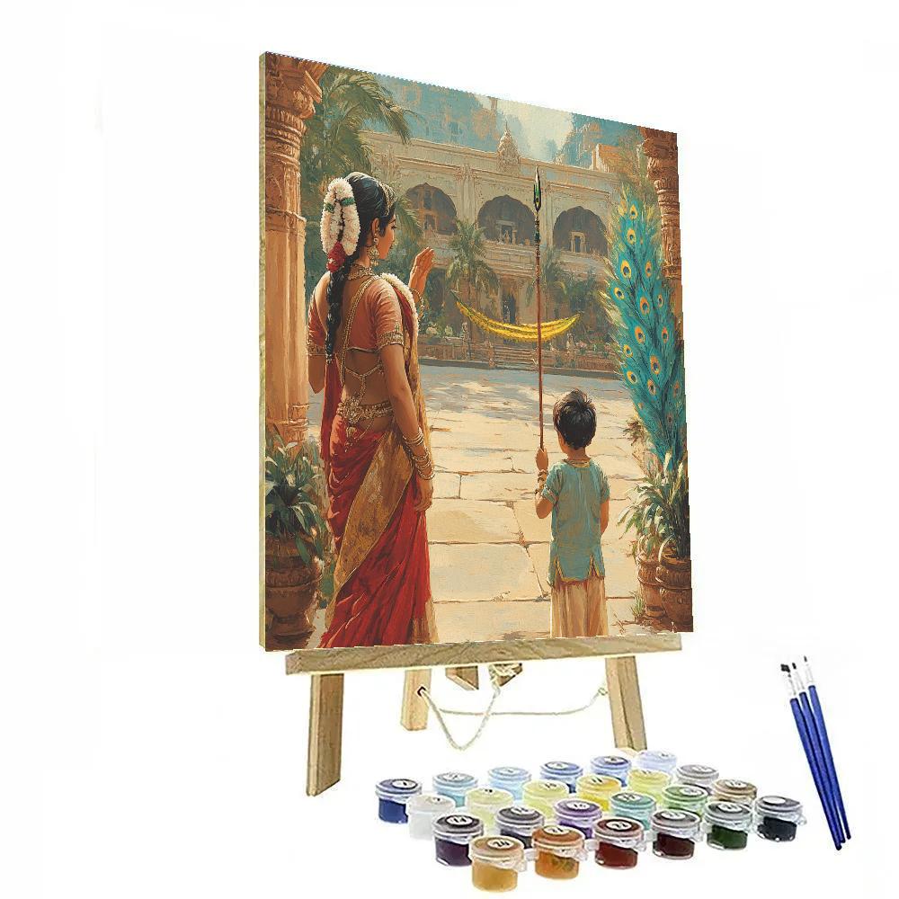 Parvati And Kartikeya Training Courtyard Paint by numbers kits