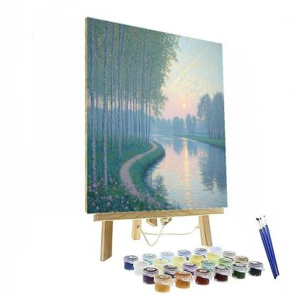 Claude Monet Inspired Zodiacal Light Over Spring Poplar Riverbank painting number kit
