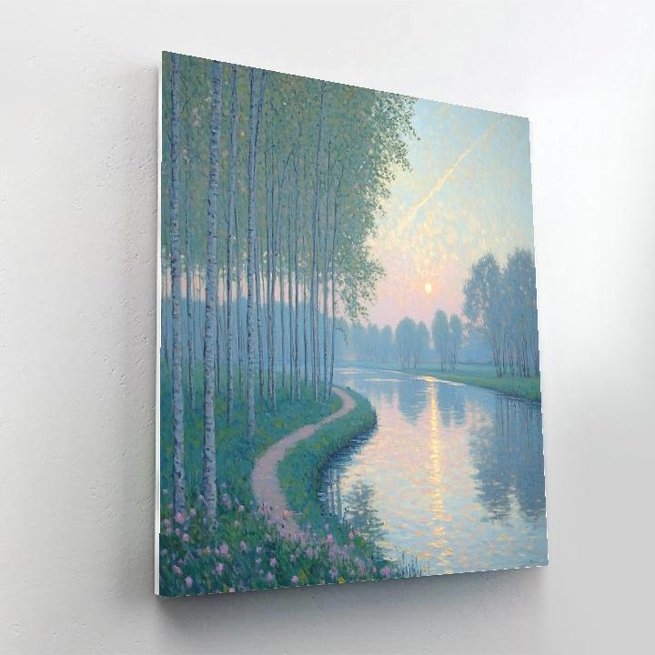 Claude Monet Inspired Zodiacal Light Over Spring Poplar Riverbank painting number kit