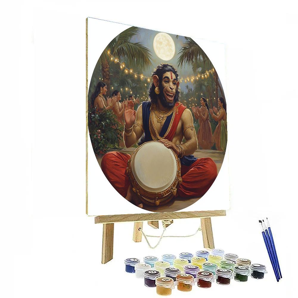 Hanuman Moonlit Drum Circle DIY paint by numbers