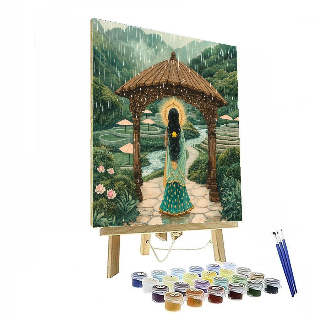 Parvati Tea Garden Monsoon Shelter DIY paint by numbers