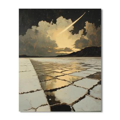 Francisco Goya Inspired Comet Glow Above Salt Flats Paint by numbers kits