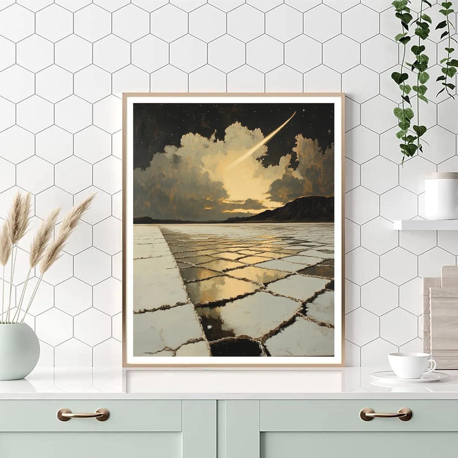 Francisco Goya Inspired Comet Glow Above Salt Flats Paint by numbers kits