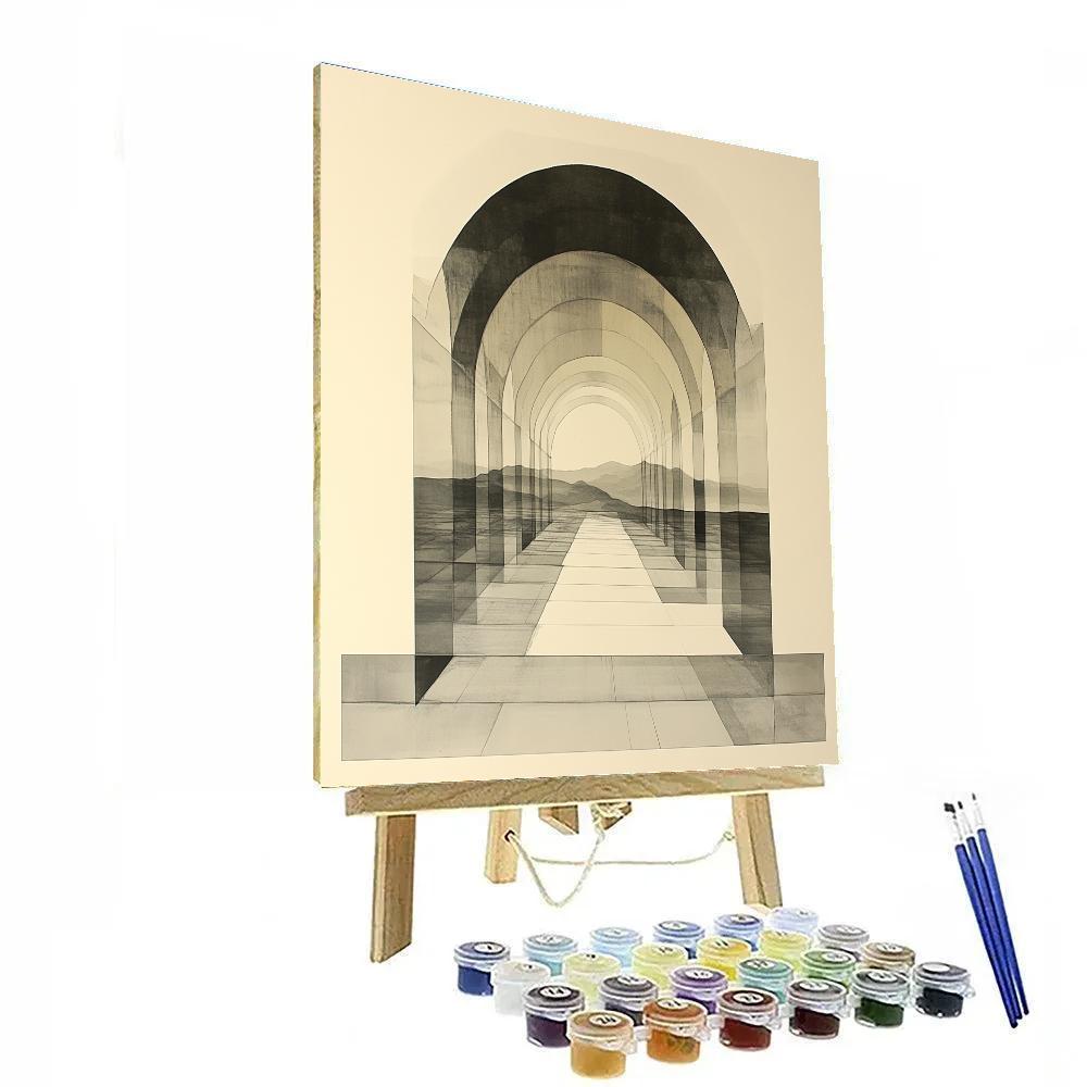 M C Escher Inspired Infinite Folded Horizon Number painting