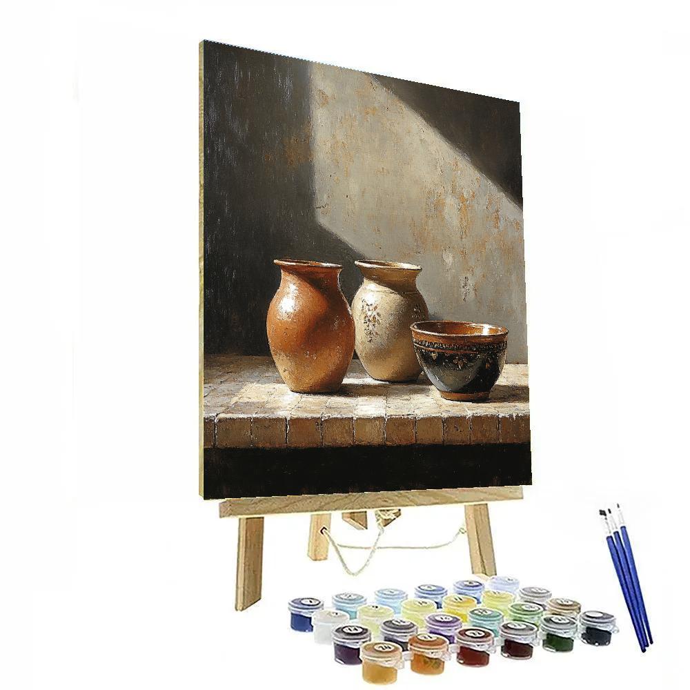 Diego Velázquez Inspired Silvery Bodegon Of Earthenware And Copper In Diffused Dawn Light Number painting