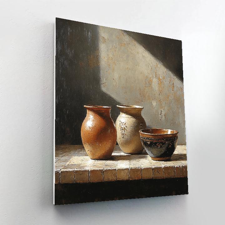 Diego Velázquez Inspired Silvery Bodegon Of Earthenware And Copper In Diffused Dawn Light Number painting
