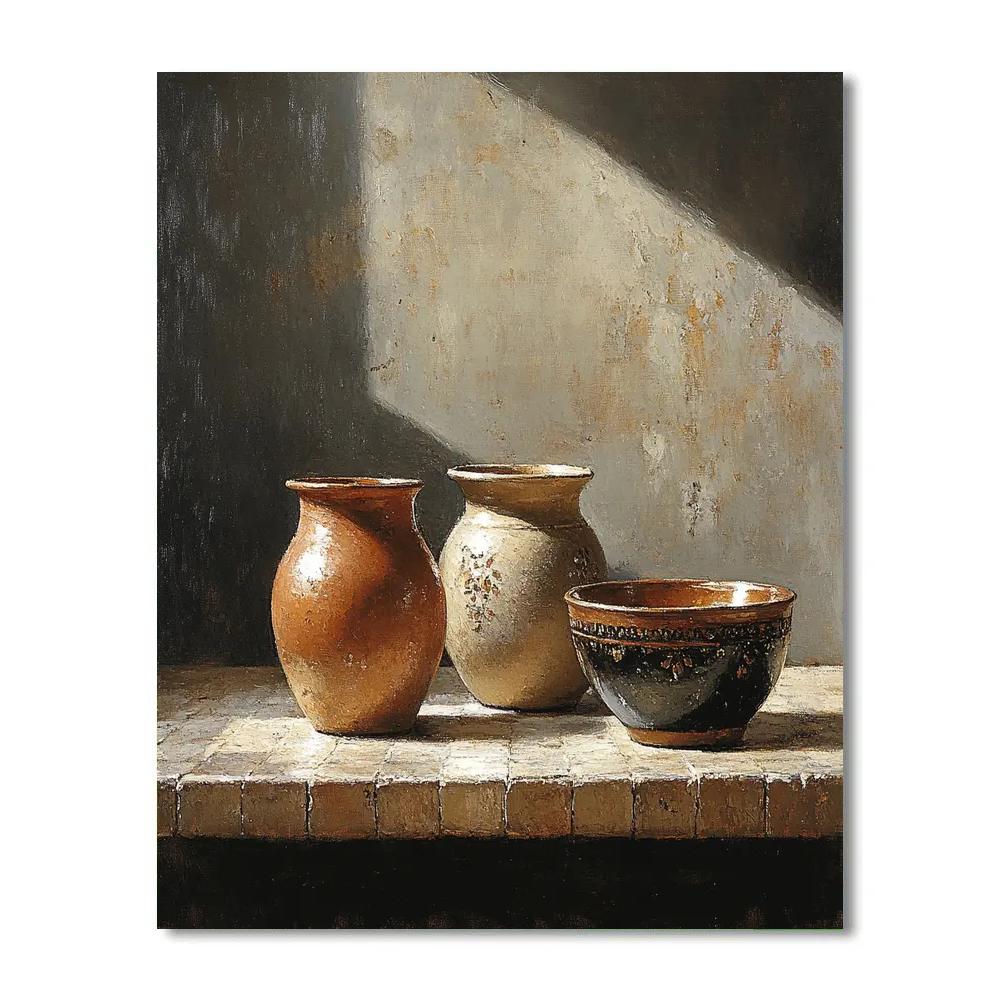 Diego Velázquez Inspired Silvery Bodegon Of Earthenware And Copper In Diffused Dawn Light Number painting