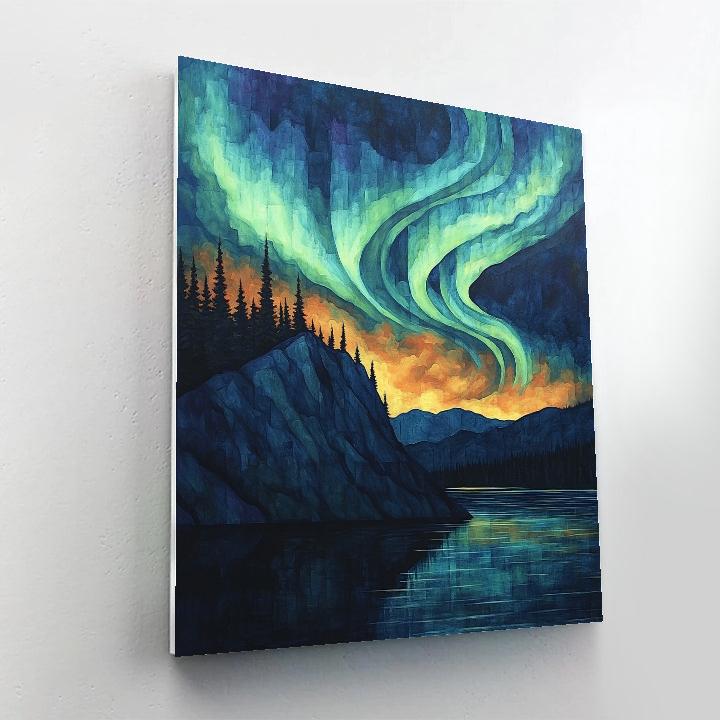 Frederick Varley Inspired Aurora Over Saffron Ridge paint by number