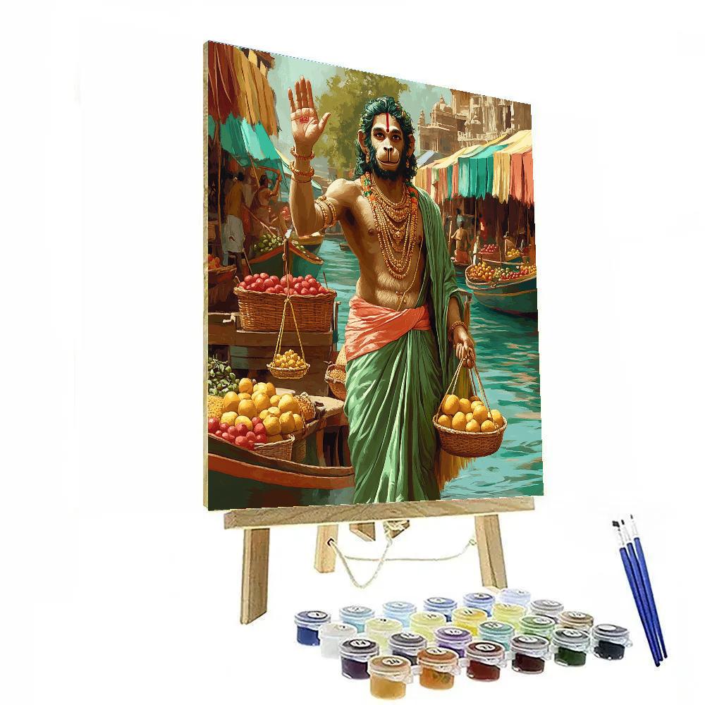 Hanuman Floating Market Merchant Painting by numbers kit