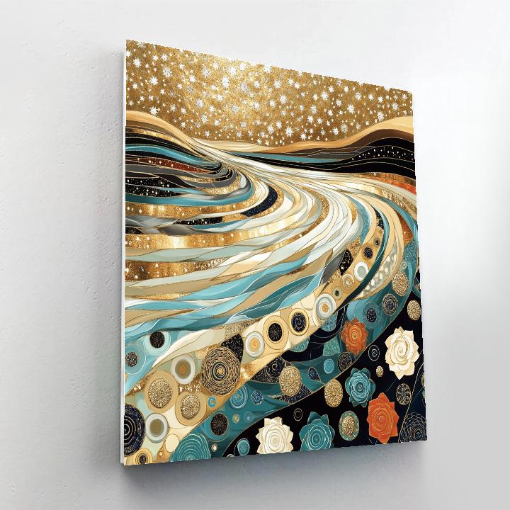 Gustav Klimt Inspired Cosmic Lotus River Surface Number painting
