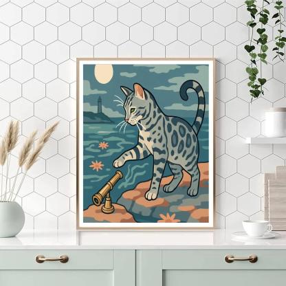 Tidepool Observatory Cat paint by color