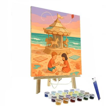 Postcard Carousel At The Beach DIY paint by numbers
