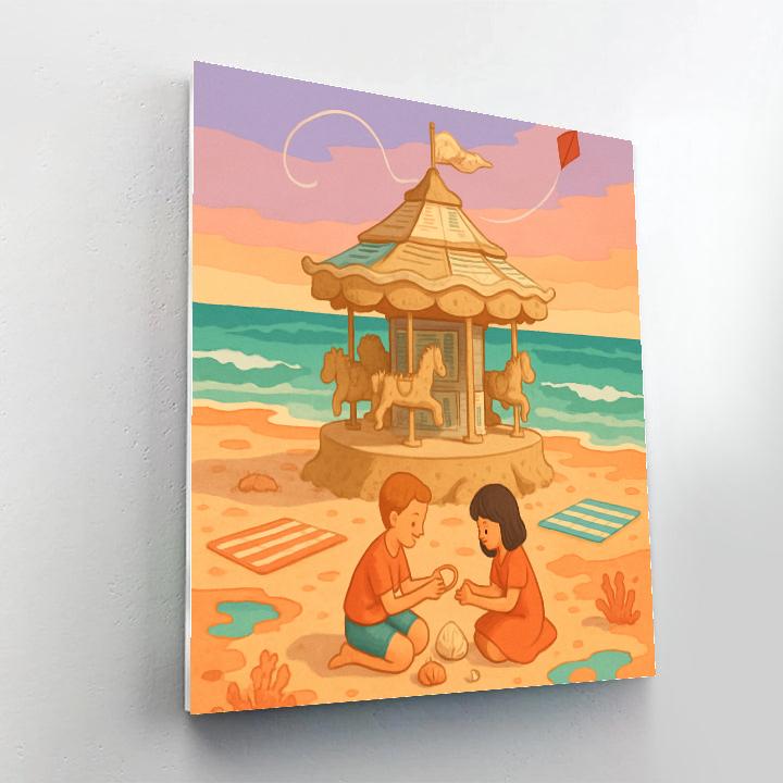 Postcard Carousel At The Beach DIY paint by numbers