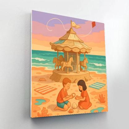 Postcard Carousel At The Beach DIY paint by numbers
