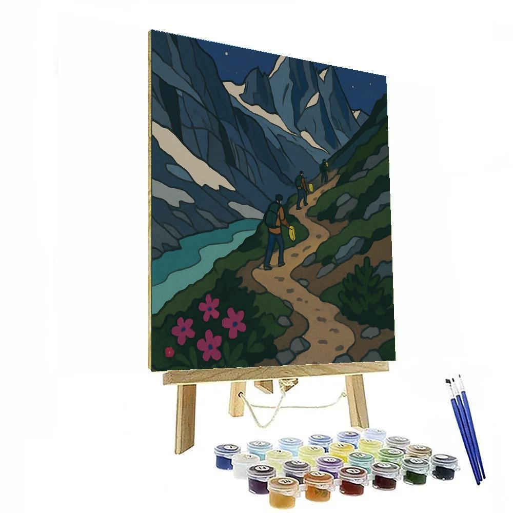 Lanternlit Ridge Mountain Ascent DIY paint by numbers