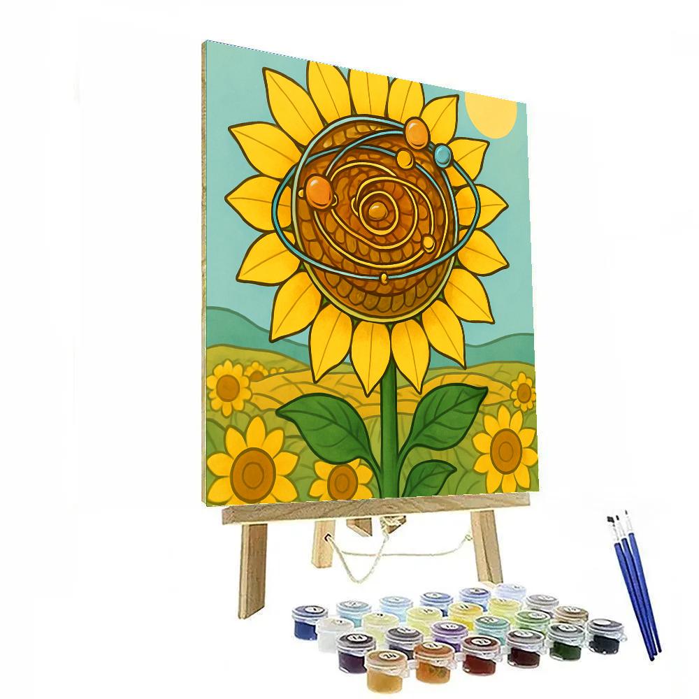Clockwork Sunflower Orrery Garden Paint by numbers art