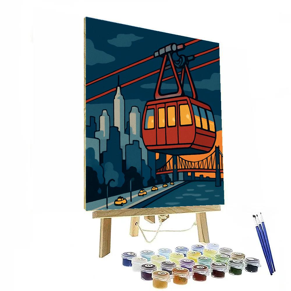Roosevelt Island Tram Over New York Twilight Numbered painting kits