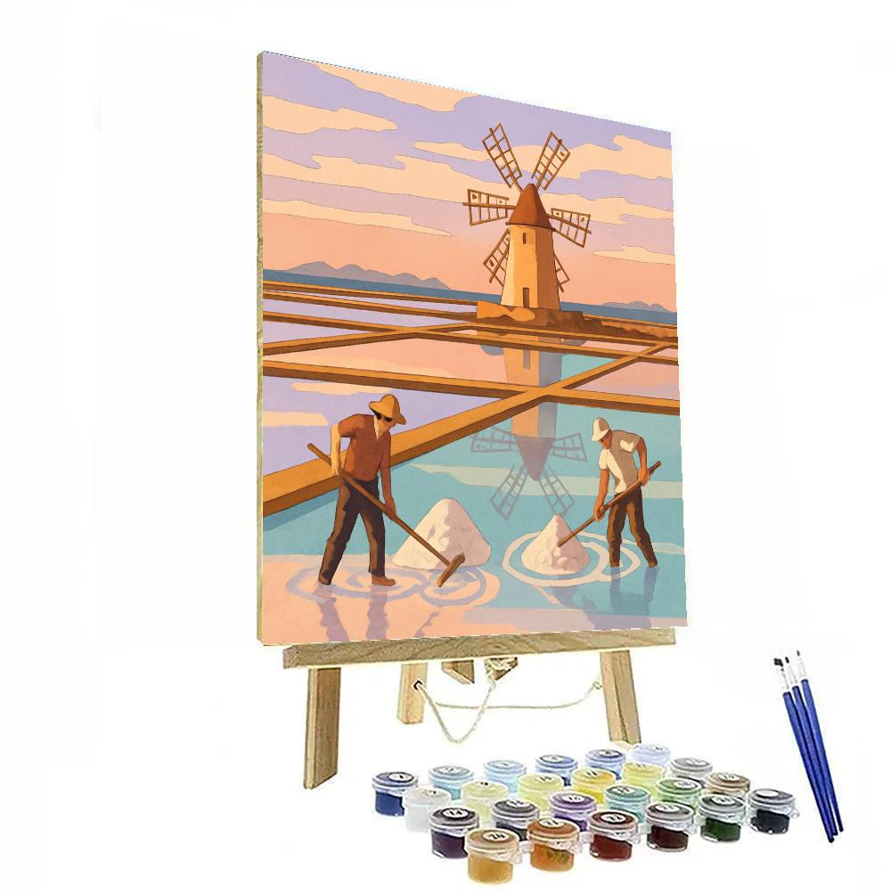 Italy Crafted Salt Pan Sunrise Mosaic Paint by numbers kits