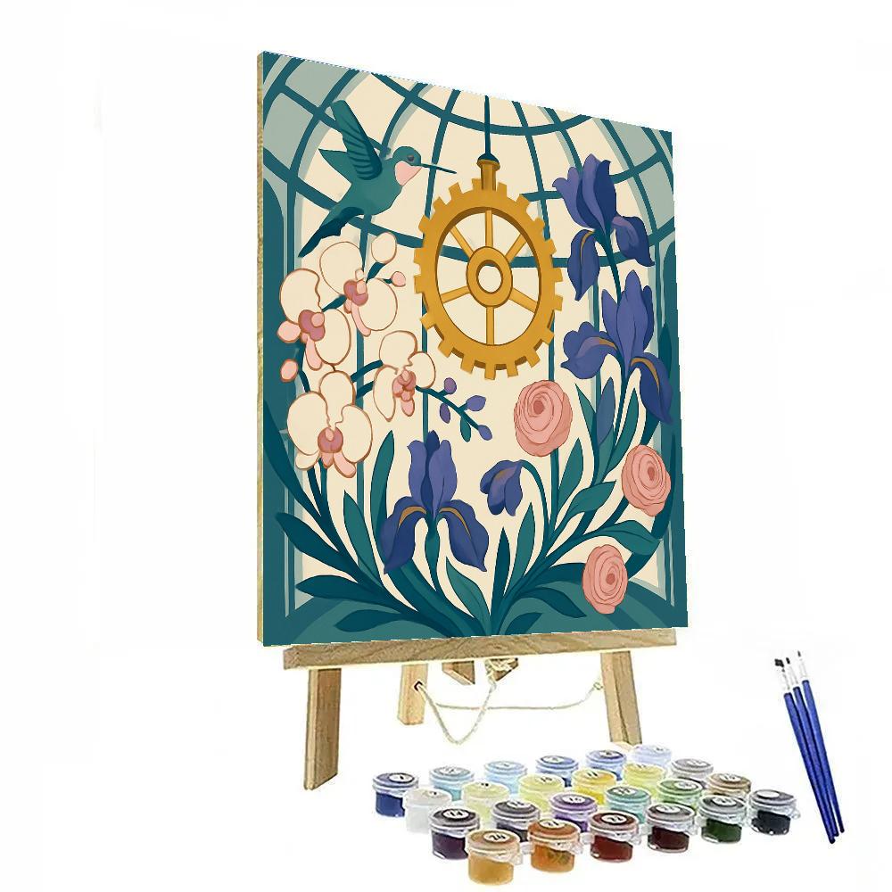 Clockwork Conservatory With Flowers In Orbit Number painting