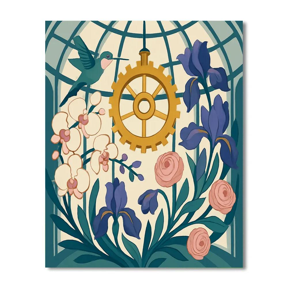 Clockwork Conservatory With Flowers In Orbit Number painting