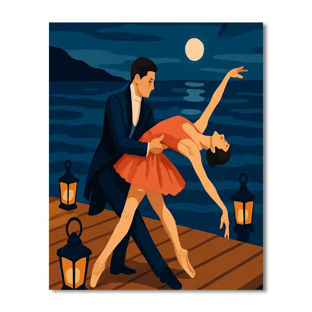 Midnight Harbor Stage With Ballet Numbered painting kits