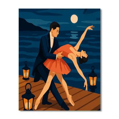 Midnight Harbor Stage With Ballet Numbered painting kits