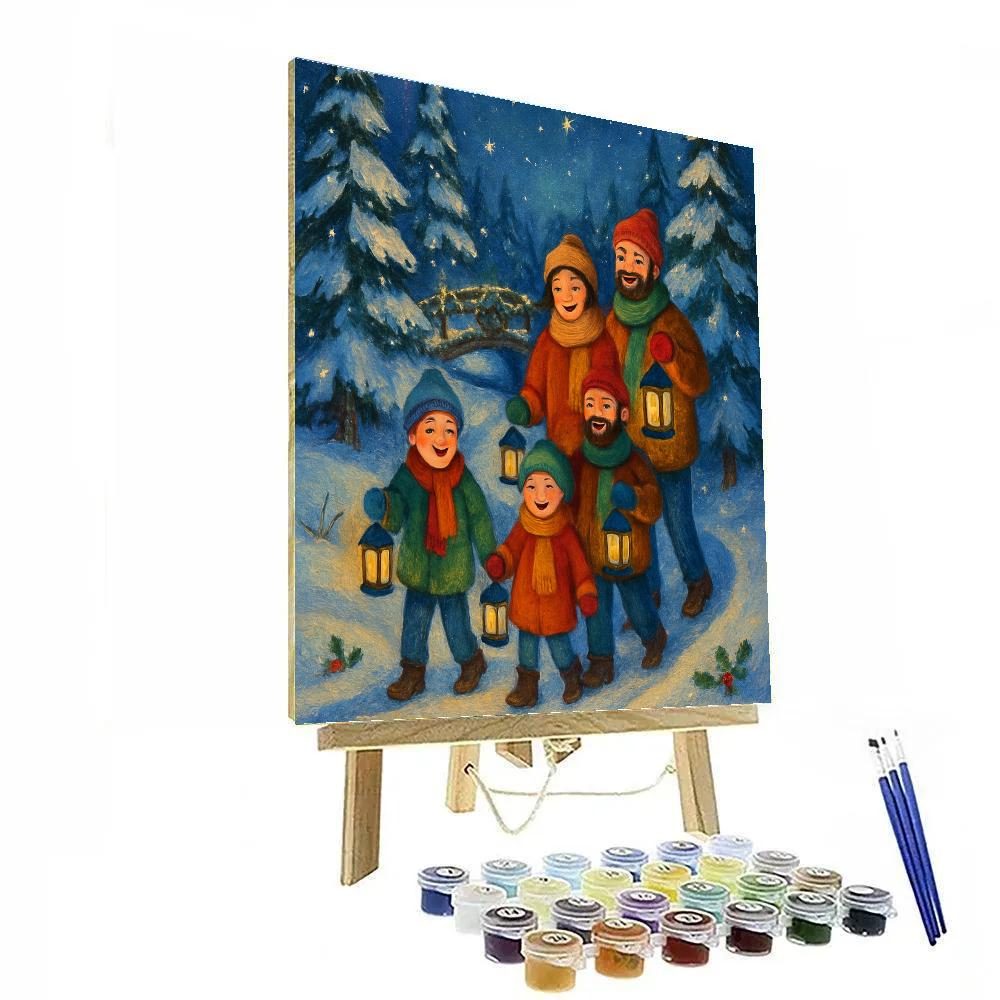 Lantern Parade Through Snowy Pines Paint by numbers kits