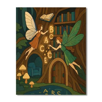 Moonlit Archive With Fairy Guides DIY paint by numbers