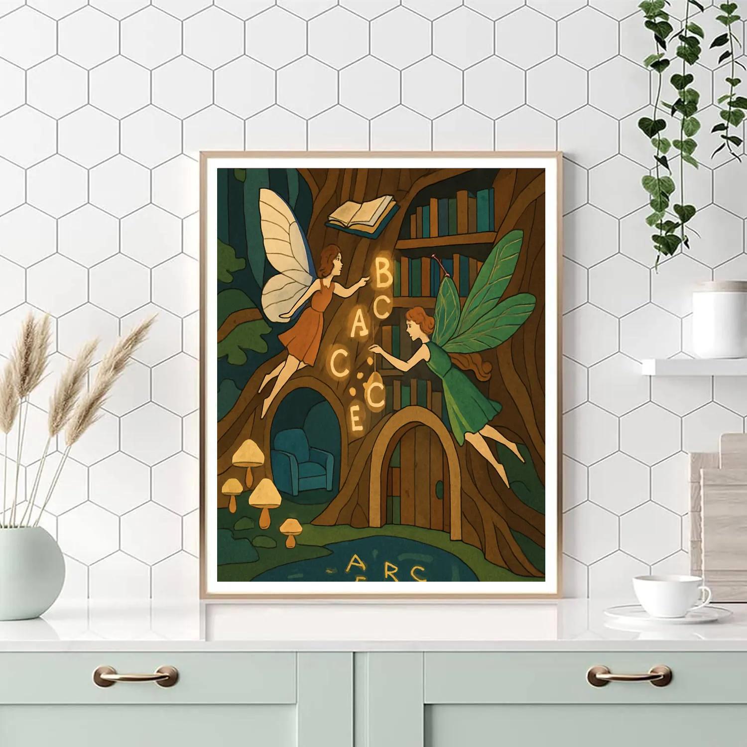 Moonlit Archive With Fairy Guides DIY paint by numbers