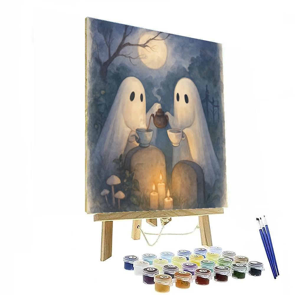 The Moonlit Teacup Graveyard Picnic painting number kit