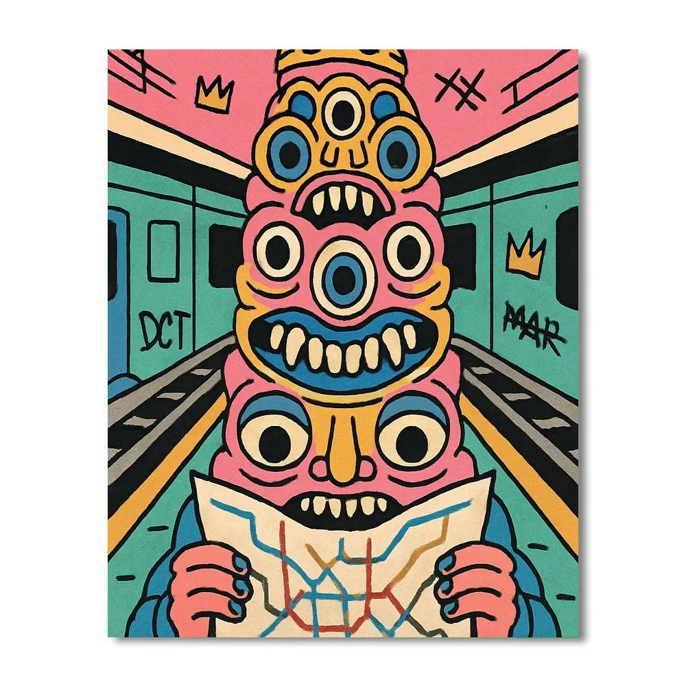 Subway Oracle In Basquiat Style Numbered painting kits