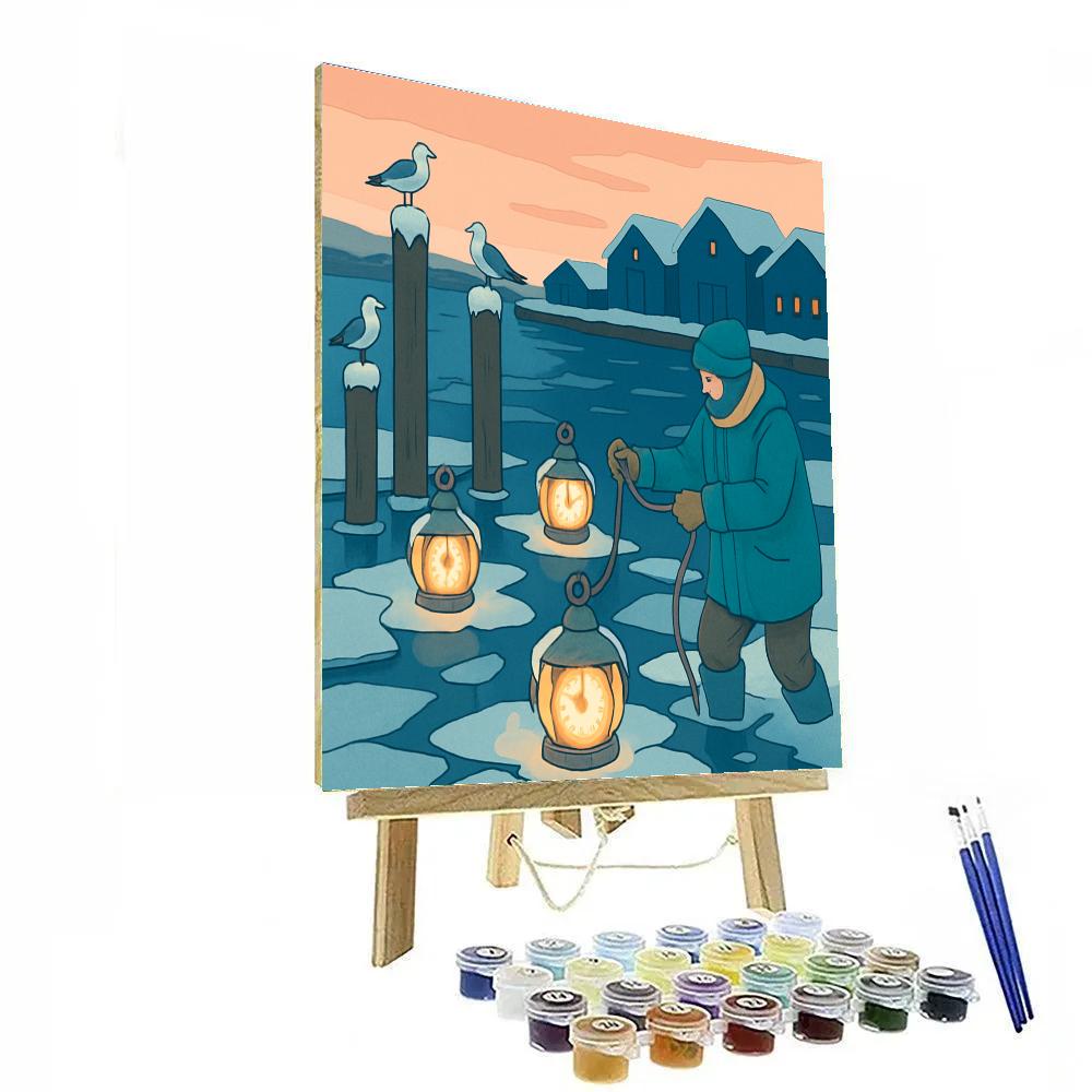 Clockwork Lanterns, Winter Harbor paint by number