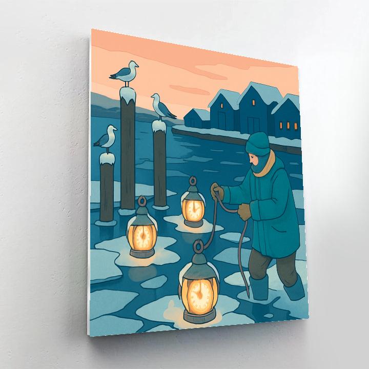 Clockwork Lanterns, Winter Harbor paint by number