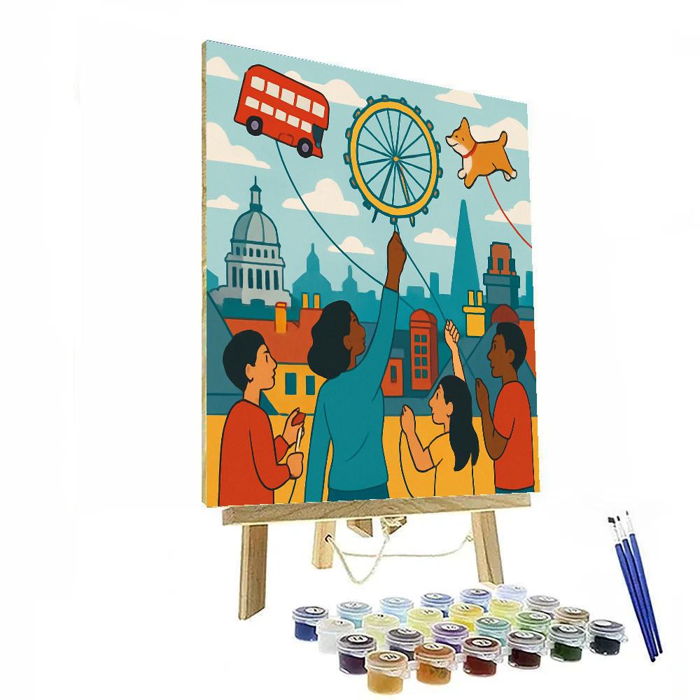 Rooftop Kites Over London Paint by numbers kits