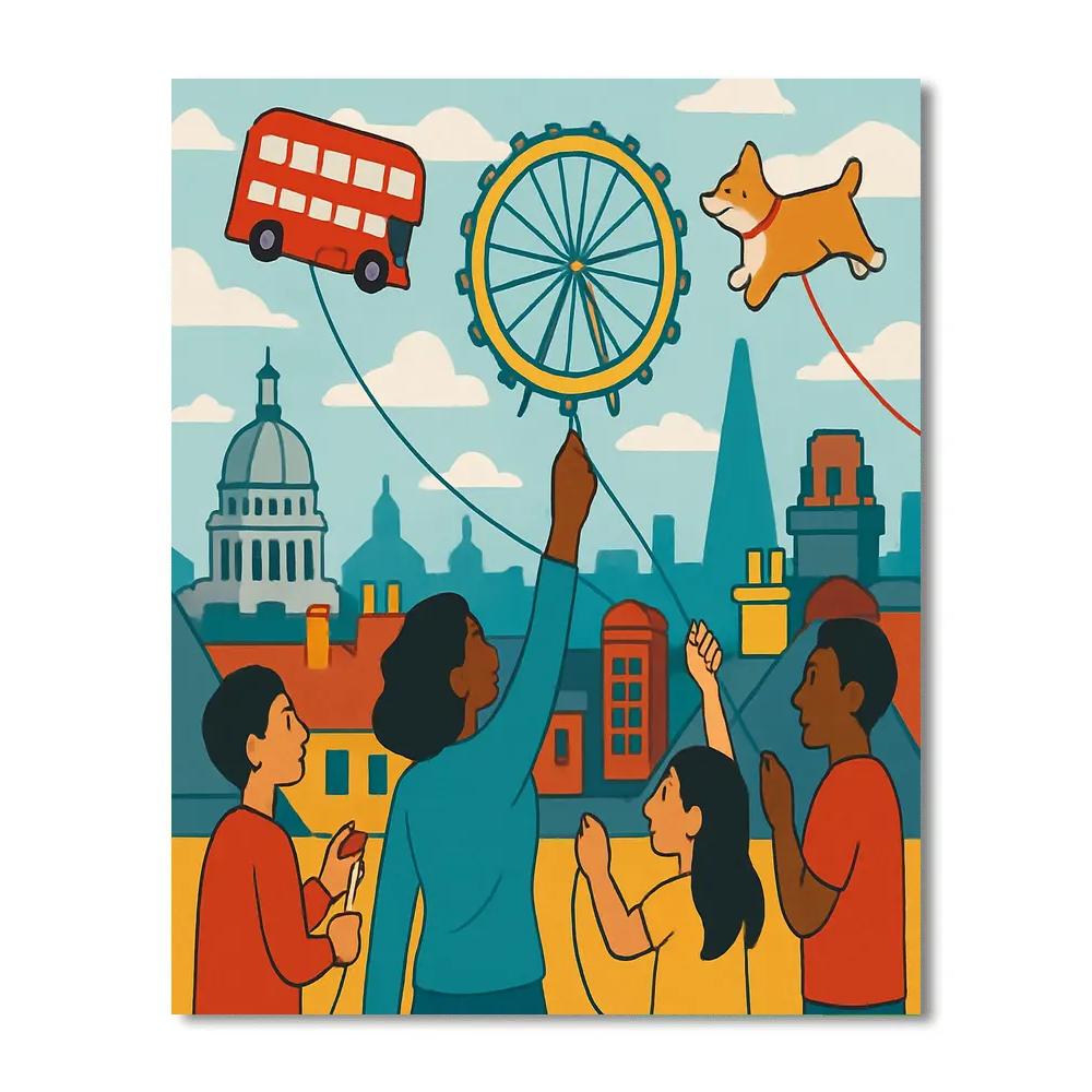 Rooftop Kites Over London Paint by numbers kits