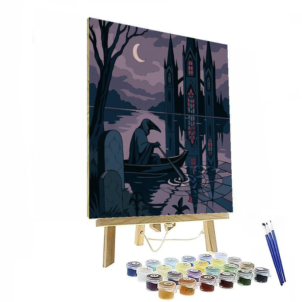 Mirror Lake With Gothic Spire Shadows DIY paint by numbers