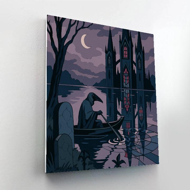 Mirror Lake With Gothic Spire Shadows DIY paint by numbers