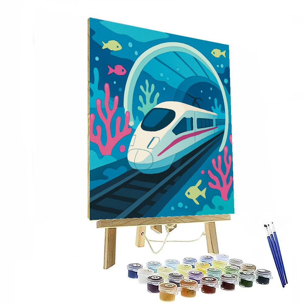 Glass Tunnel Train With Bioluminescent Reef DIY paint by numbers