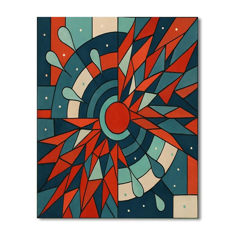 Pulse Field Abstract Crafted Number painting