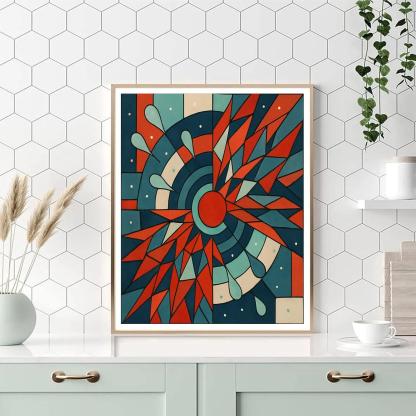 Pulse Field Abstract Crafted Number painting