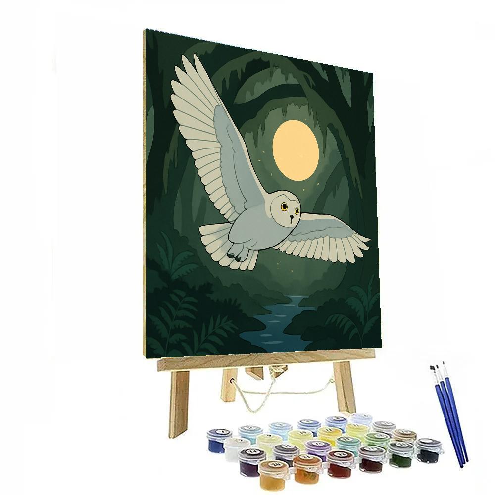 Moonlit Moss Cathedral With Owl Sentinel Paint by numbers art