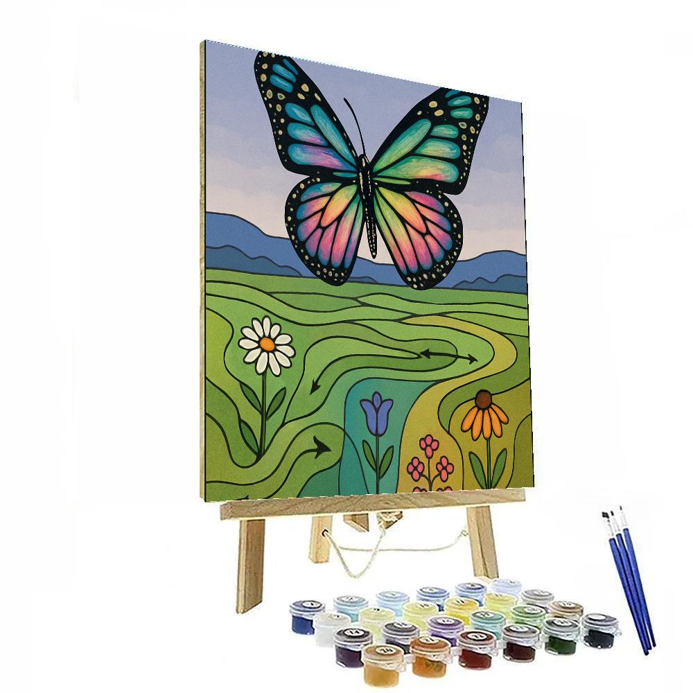 Butterfly Aurora Migration Map painting number kit