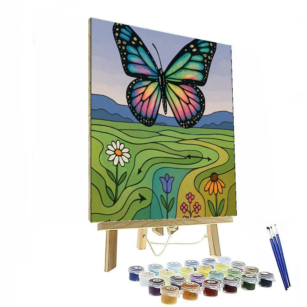 Butterfly Aurora Migration Map painting number kit