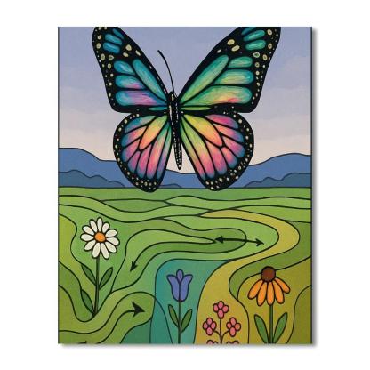 Butterfly Aurora Migration Map painting number kit