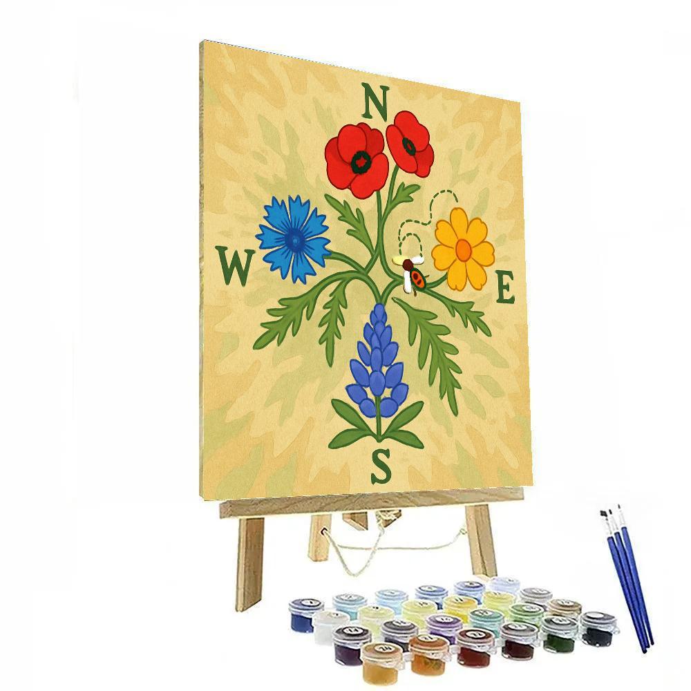 Wildflower Compass In Floral painting number kit