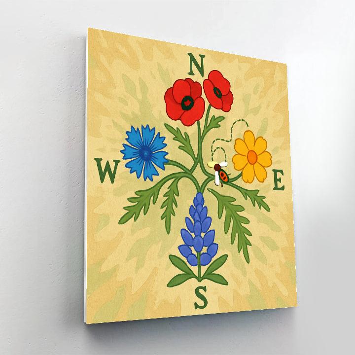 Wildflower Compass In Floral painting number kit