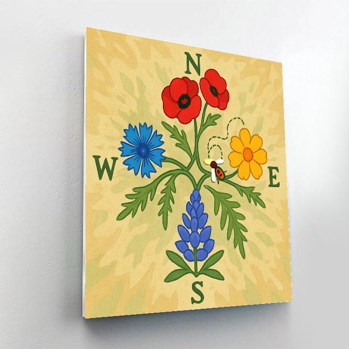 Wildflower Compass In Floral painting number kit