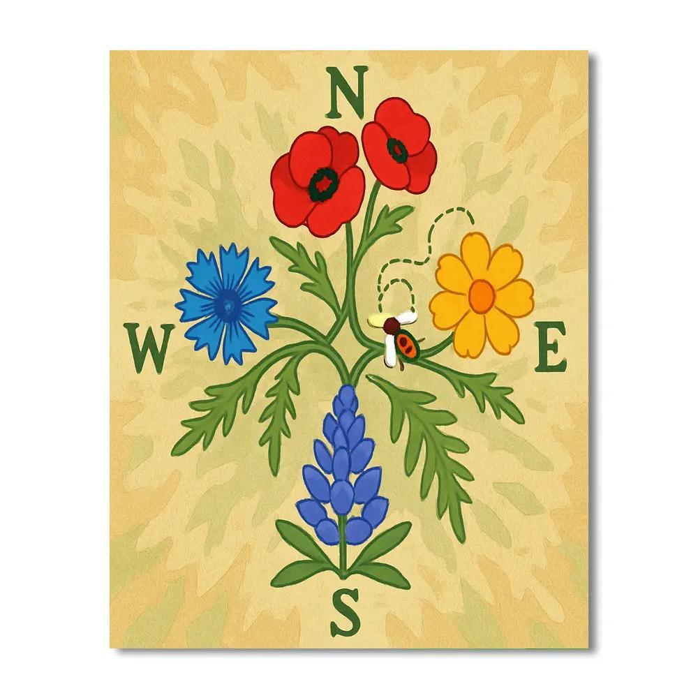 Wildflower Compass In Floral painting number kit