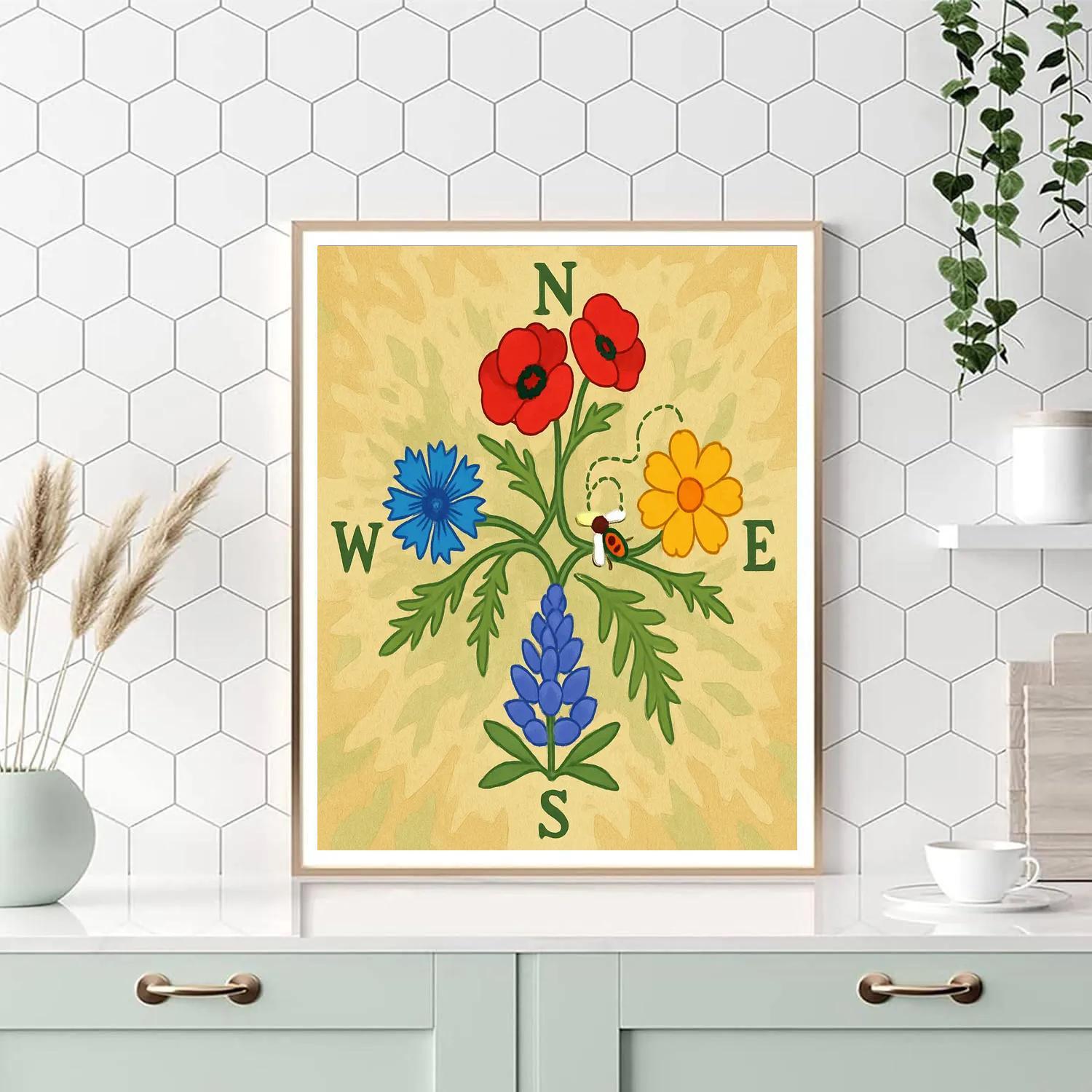 Wildflower Compass In Floral painting number kit