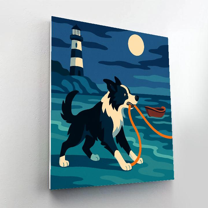 Midnight Lighthouse Dog Rescue paint by color